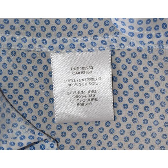 A8 Auth EQUIPMENT White W/Blue Ring Printed Silk Button Up LS Dress Shirt Sz XS - Picture 5 of 5